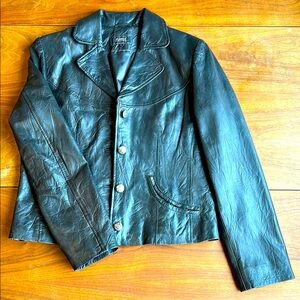 Plongé Vintage Dark Grey Leather Blazer